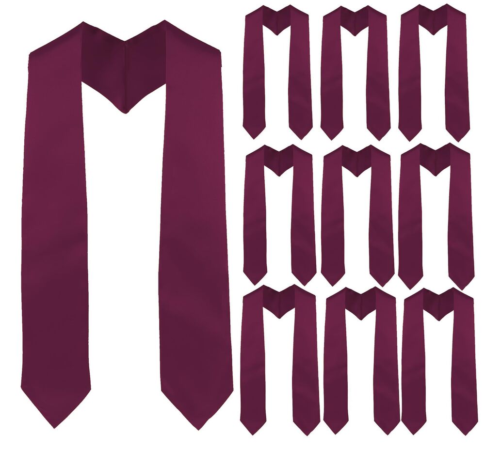 9324 10 Pieces Maroon Graduation Stoles,Unisex Adult Plain White Stoles